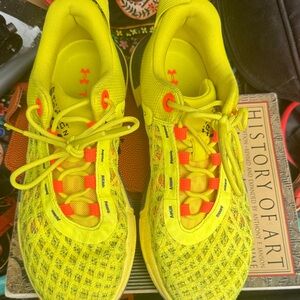 Under Armour Neon Yellow and Red Sneakers